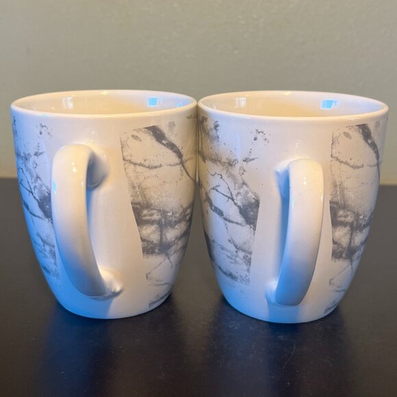 Set of 2 ROYAL NORFOLK Marbleized Gray & White Ceramic Mugs ~ Greenbrier - Picture 6 of 9